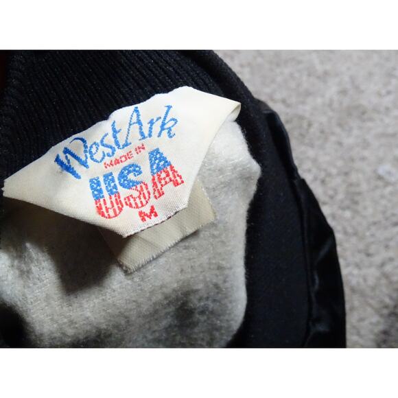 Vtg Westark Black Satin Chevrolet "Heartbeat of America" Bomber Jacket, Size M - Picture 6 of 10